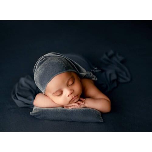 Newborn Baby Photography Props Luxury Velvet Sleeping Cap + Pillow + Headband 3PCS fashion Soft Shiny Baby Photo Prop Hat