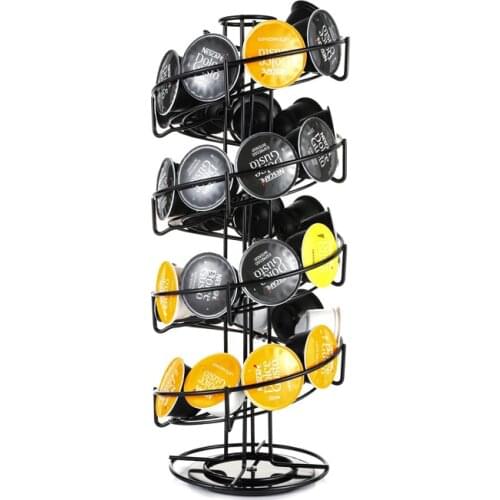 30 Capsules Black Metal Iron Coffee Pod Holder Dispensing Tower Stand Fits Dolce Gusto Capsule Storage Shelf Holder Rack
