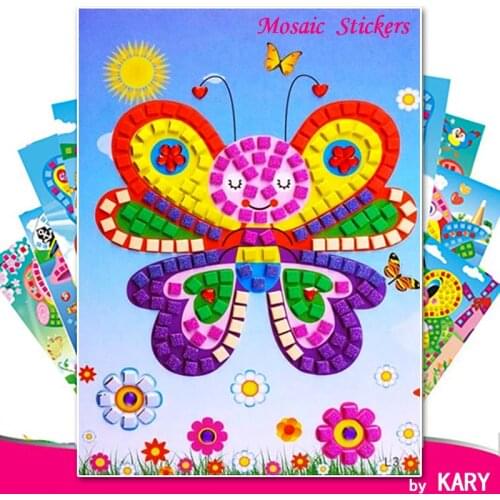 3D DIY Foam Mosaic Crystal Stickers Art EVA Children Puzzle Cartoon Creative Educational Toys For Kid 12 Background Style Select