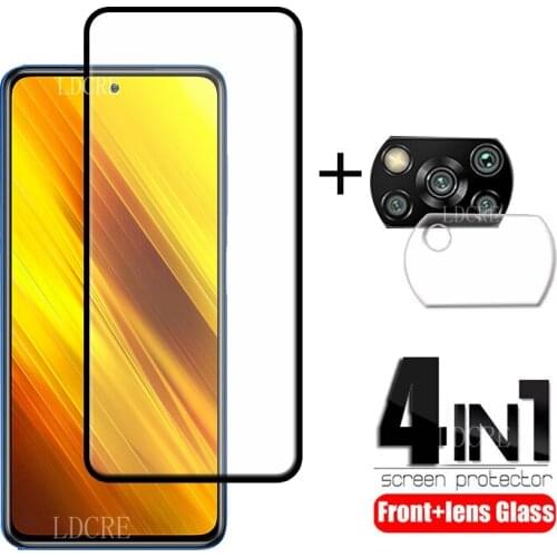 4-in-1 For Poco X3 Glass For Xiaomi Poco X3 Tempered Glass Protective Full Screen Protector For Poco M2 F2 Pro M3 X3 Lens Glass
