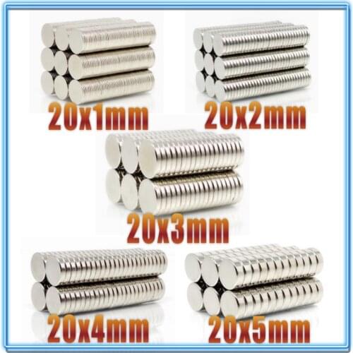 5~200Pcs N35 Round Magnet 20x1 20x2 20x3 20x4 20x5 Neodymium Magnet Permanent NdFeB Super Strong Powerful Magnets 20*3 20*5