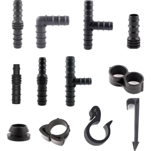 5pcs 20mm PE Pipe Connectors Irrigation Hose Connector Agricultural Gardening Watering Kits Tube Tee Elbow Plug Joints