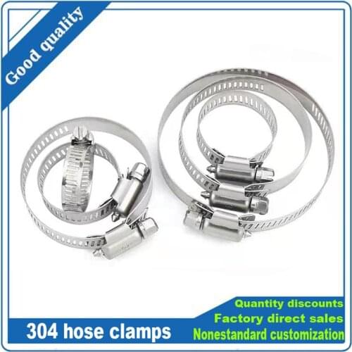 1 PC Stainless Steel Hose Clamp Adjustable 10-197mm Hose Clip Set for Water Pipe Plumbing Joinery Clamps Welding Tools