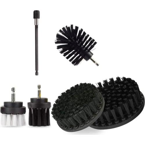 6-Part Drill Brush, with 6 Inch Extended Attachment for Tile Sealant, Sink, Floor
