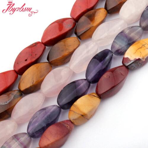 8x16mm Smooth Rectangle Twist Beads Natural Stone Beads For DIY Necklace Bracelets Earring Jewelry Making 15" Free Shipping