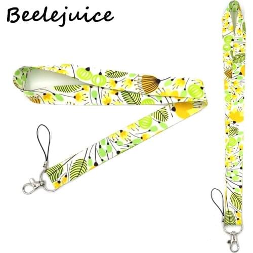 Yellow Elegant flowers women plants Neck Strap Lanyards ID badge card holder keychain Mobile Phone Strap Gifts