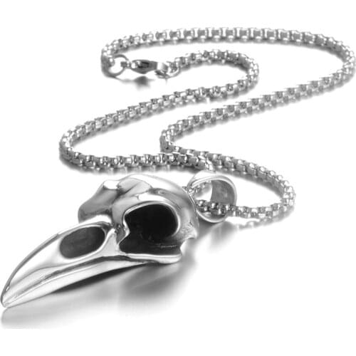Stainless Steel Men Necklaces Chain Pendants Crow Bird Eagle Skull Punk Rock Hip Hop Cool for Male Boy Fashion Jewelry Gift