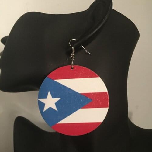 Printing puerto rico flag Wooden Earrings