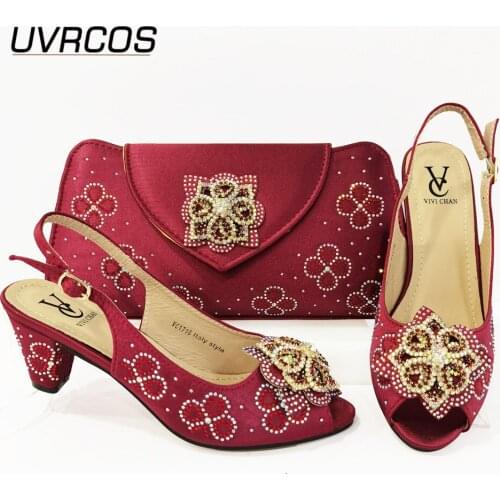 Elegant Ladies Summer Good Quality Italian Design Women Shoes with Matching Bag for Evening Party Ladies Sexy High Heels