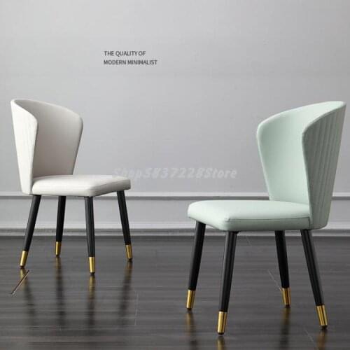 Italian Light Luxury Dining Table Chair Leather Simple Household Desk Stool Back Makeup Chair Modern Hotel Restaurant Dining Cha