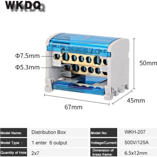 WKH207 Din Rail Terminal Blocks Modular Screw Connection Power Distribution Block Box Universal Electric Wire Junction Box
