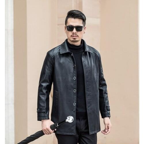 NEW jacket Autumn winter PU Leather JacketS Men Fashion Men windbreaker bomber jacket turn-down collar casual M-4XL warm