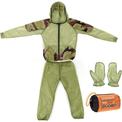 Lixada Fishing Clothings Vest Outdoor Mosquito Repellent Suit Bug Mesh Hooded Suits Hunting Camping Jacket Mesh Shirt Gloves