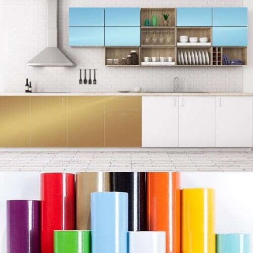 Furniture Decor Solid Color Self Adhesive Vinyl Wallpaper Waterproof Film Oil-proof Kitchen Cabinet Desktop Renovation Sticker