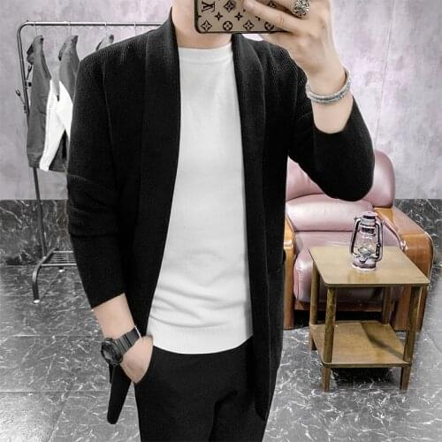Men Big Pocket V Neck Long Sweaters 5 Colors 3Xl-M 2021 New Cardigan Men Fashion Autumn Slim Fit Knitted Sweater Casual