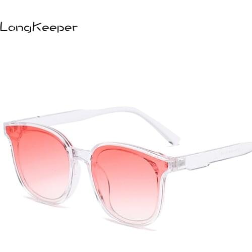 LongKeeper New Women Cat Eye Sunglasses Fashion Sexy Plastic Ladies Sun Glasses Transparent Pink Eyewear Oculos De Sol UV400