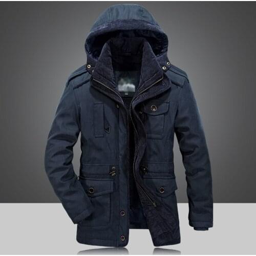 New Autumn Winter Multiple Pockets Male Jackets Thickening Warm Parka Men Jacket Coat Hooded Casual Windbreaker Overcoat