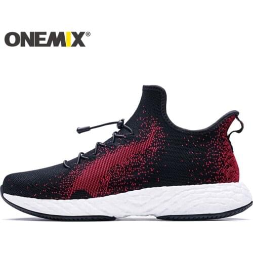 ONEMIX Casual Shoes Men Women Sneakers 2019 Fashion Soft Knitted Mesh Lightweight Casual Vulcanized Flats Couple Jogging Shoes