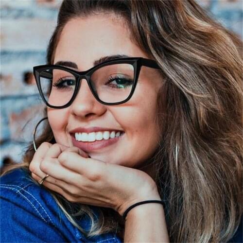 Big Frame Anti Blue Light Glasses Cat Eye Spectacle Frames Womens transparent glasses Computer Work Original Designer Glasses