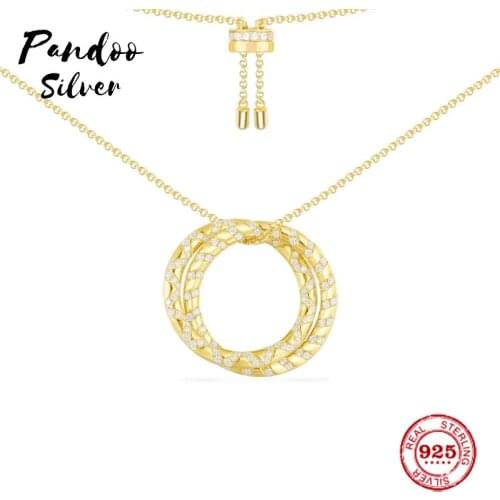 Fashion Charm Sterling Silver Copy 1:1 Copy,Yellow Silver Intertwined Hoop Adjustable Necklace Women Luxury Jewelry Gift