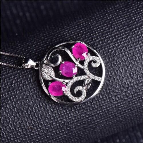 Ruby necklace pendant Origin and natural ruby 925 sterling silver For men or women jewelry 5*6mm 3pcs