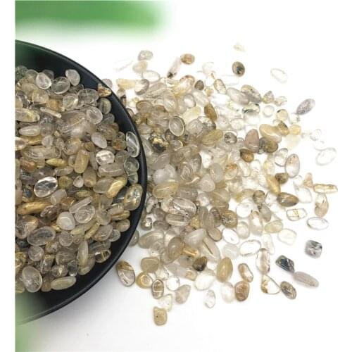 Drop Shipping 50g 6-9mm Natural Golden Hair Crystals Rutilated Quartz Crystal Stones Specimen Natural Stones and Crystals