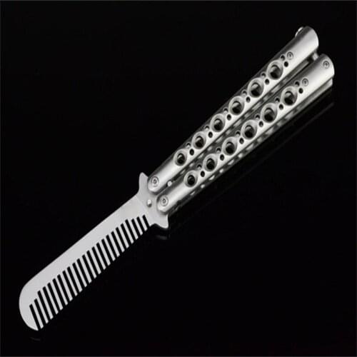 Butterfly C41S Comb Training Swing Knife White Version 3cr13mo Not Sharp Blade All steel Handle Camping Hunting Outdoor EDC Tool