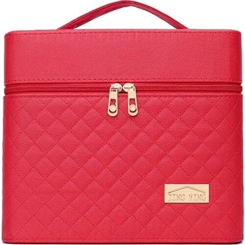 Pink Sugao Hot Selling PU Leather Make Up Box With Mirror Makeup Case Beauty Cosmetic Bag Lockable Jewelry Box for Ladys Gift