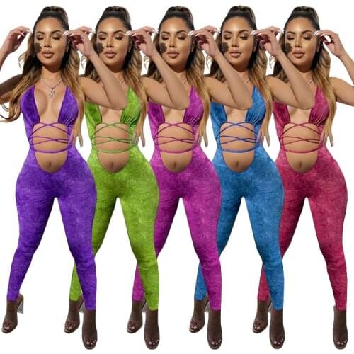 S-2XL Club Sexy Jumpsuit Women Summer Navel Strap Sleeveless Fashion Solid Bodysuit Romper Suit Wholesale Dropshipping
