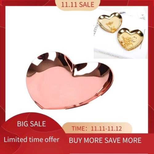 Heart Shaped Jewelry Serving Plate Metal Tray Storage Arrange Fruit Tray Home Rose Gold