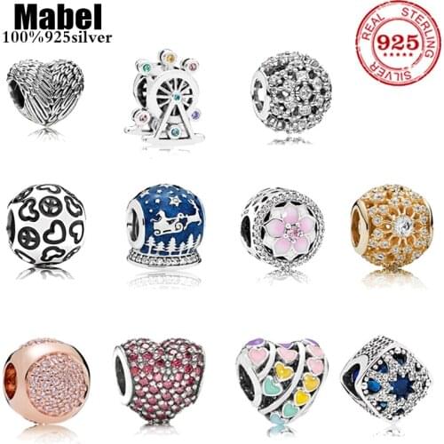 Fit Original Pandora Charms Bracelet 925 Sterling Silver Love & Friendship Snow flower charm bead DIY Jewelry Making Berloque