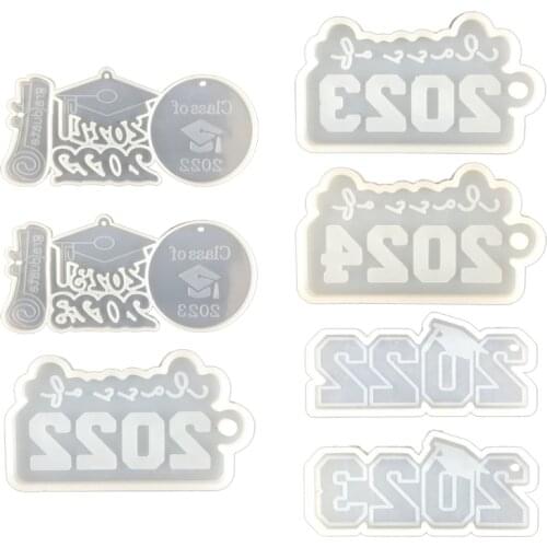 Keychain Silicone Mold with Holes Keychains for DIY Graduation Season Hat Present Mould Topper Decoration Handmade Mold