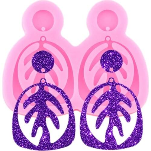 Glossy L/M/S Feather Shape Earrings Silicone Mold Jewelry Making Epoxy Resin Mould Polymer Clay Pendant Custom Keychains Molds