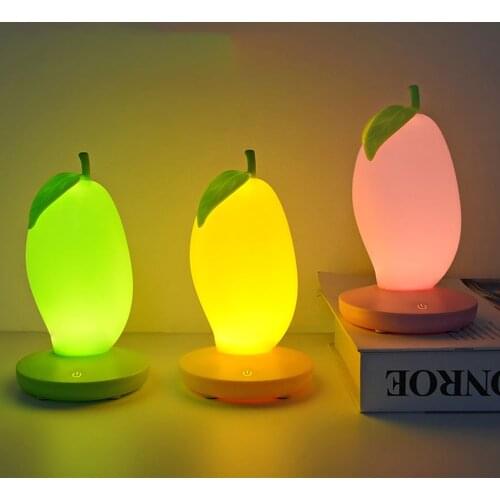 USB Charging Three-speed Dimming Mango Shape Night Light Night Children Bed Touch Sensor LED Fruit Light