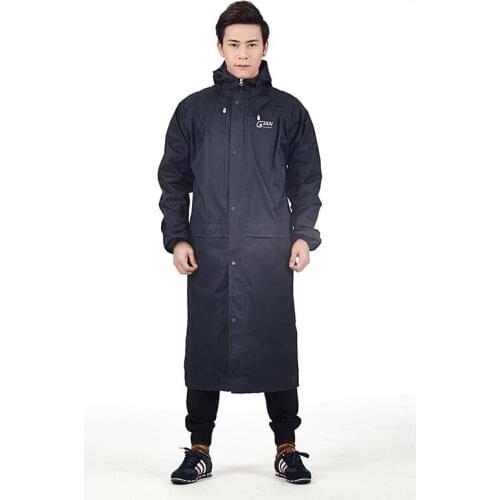Outdoor men women long hooded raincoat thicker sfety reflective tapes travel spots rainwear adjustable waterproof raincoat