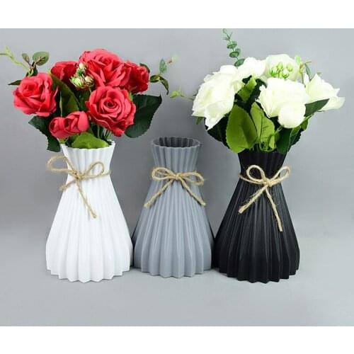 Modern Plastic Vase Imitation Ceramic Flower Pot Rattan Flower Vase Wedding Decoration Unbreakable Simplicity Basket Arrangement