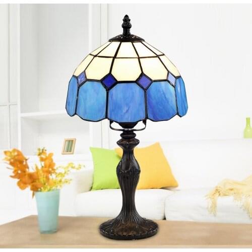 Vintage Stained Glass Lampshade Table Lamp Tiffany Style Table Lamp Retro Home Decor Table Lamp E27