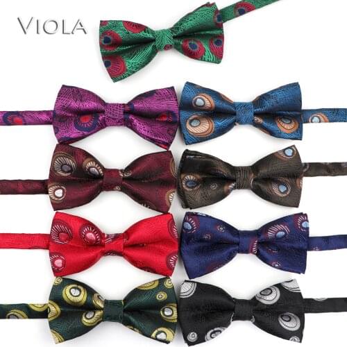 Peacock Feather Nice design Vintage Polyest Jacquard Bowties Mens Suit Tuxedo Dress Party Dinner Banquet Casual Butterflies Gift