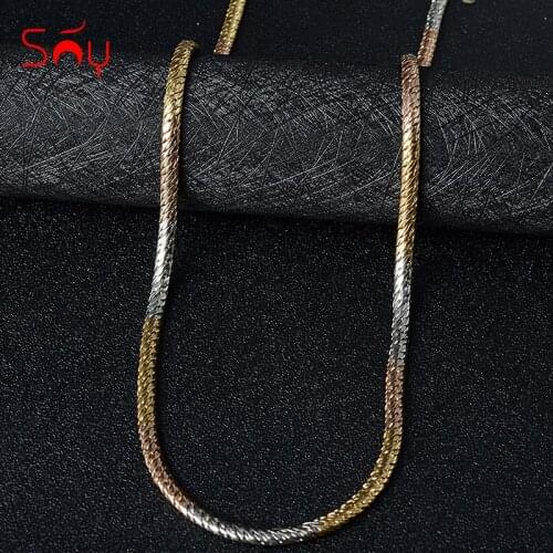 Sunny Jewelry 2021 Fashion Three Color Copper Necklace Chain For Women Man High Quality Classic For Daily Wear Gift Anniversary
