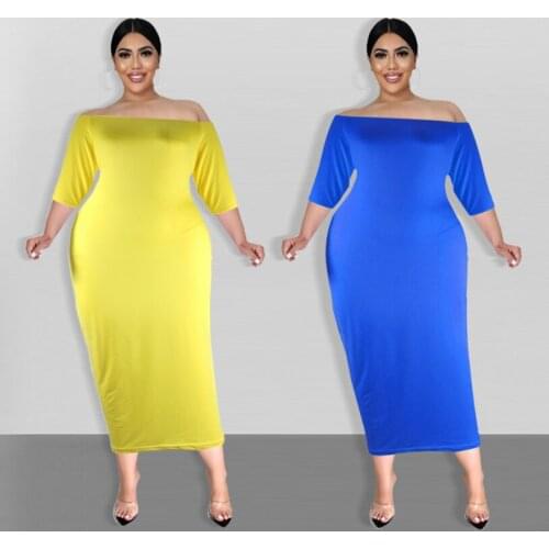 Cutubly Plus Size L-4XL Club Dress For Girls Sexy Maxi Dresses Three Quarter Sleeve Off Shoulder Fashion Autumn Women Clothing