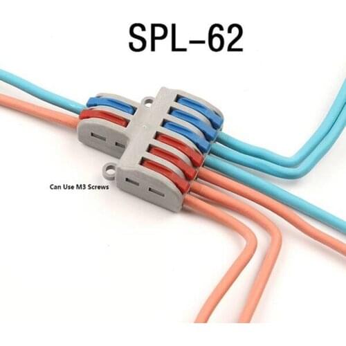 1pcs Wire Connector 2 In 4/6 Out Wire Splitter Terminal SPL-42/62 Compact Wiring Cable Connector Push-in Conductor