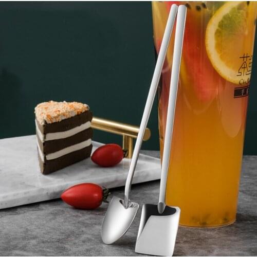 304 stainless steel spoon Korean ice cream spoon thickened long handle mixing spoon creative ice cream dessert spoon