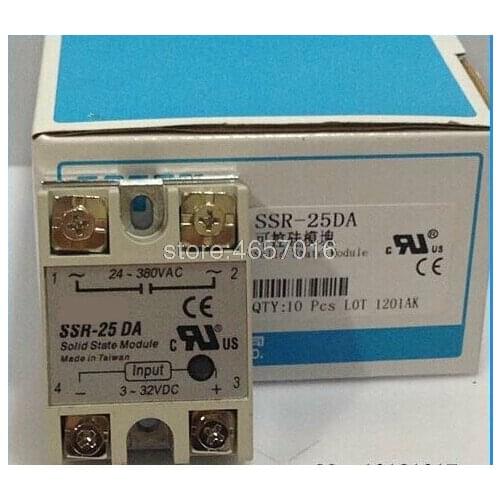 5PCS/LOT Manufacturer 25A SSR,input 3-32V DC output 24-380V AC single phase solid state relay SSR-25DA