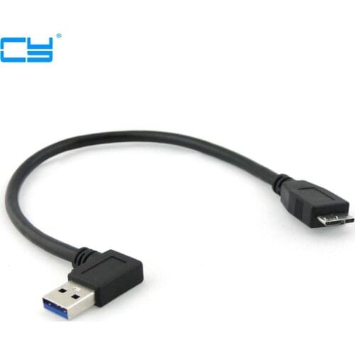 Black 90 Degree Right & Left Angled USB 3.0 Type A Male to Micro B Male cable 25cm
