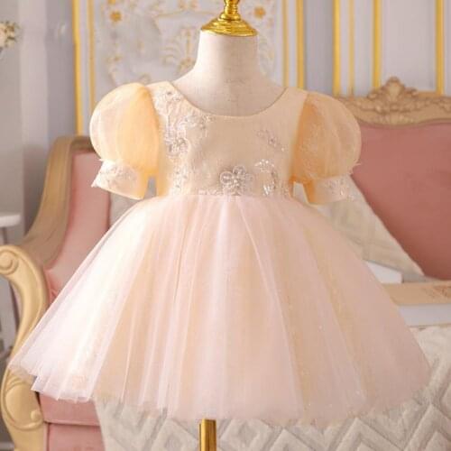 Children Carnival Costumes Sequines Beading Design Kids Catwalk Evening Gown Bridesmaid Wedding Dresses For Girl Vestidos L968