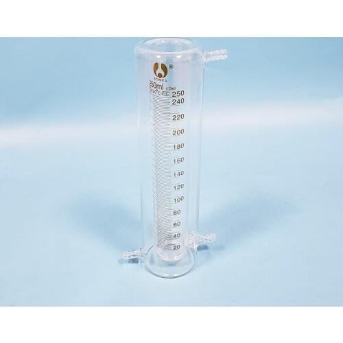 High borosilicate glass double-deck measuring cylinder 250ml,Laboratory Glass Jacket-layer cylinder,Mezzanine cylinder