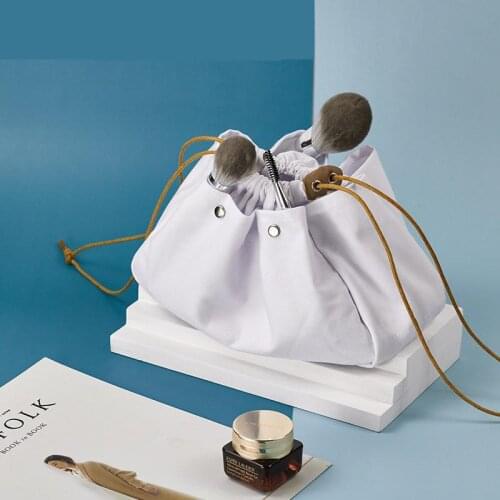 Environmental Drawstring Makeup Bag Women Canvas Cosmetic Bag Neceser Mujer Toiletry Bag Necessarie Feminina Kosmetyczka Make Up