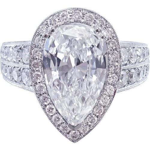 Huitan Simple Elegant Pear Shaped Wedding Rings for Bridal Bling Bling Cubic Zirconia Stylish Party Jewelry Romantic Women Rings