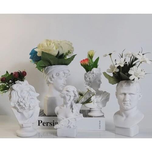 Creative Vase David Sculpture Resin Pen Holder Desk Organizer Makeup Brush Organizer Flower Pot Vase Resin Art Craft Decor