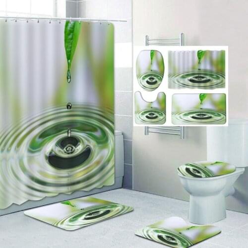 A Cool Summer Shower Curtain Set Carpet Toilet Cover Bath Mat Sets Bathroom Curtain Waterproof With 12 Hooks Home Deco Free Ship